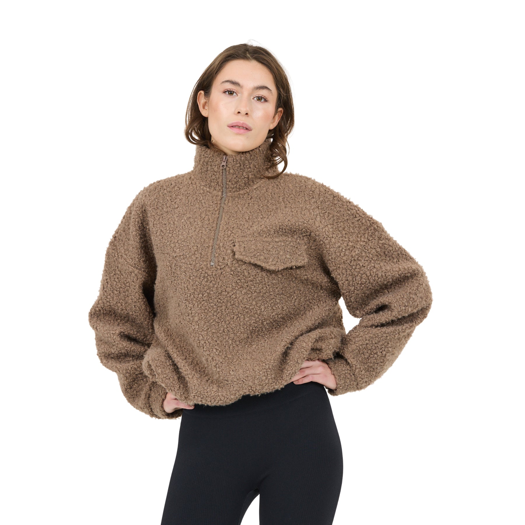 Athlecia Florrie Half Zip Womens Sherpa: Walnut