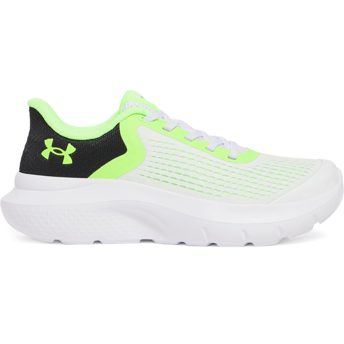 Under Armour Rogue 5 Pre School Kids Running Shoes: White/Black/Green
