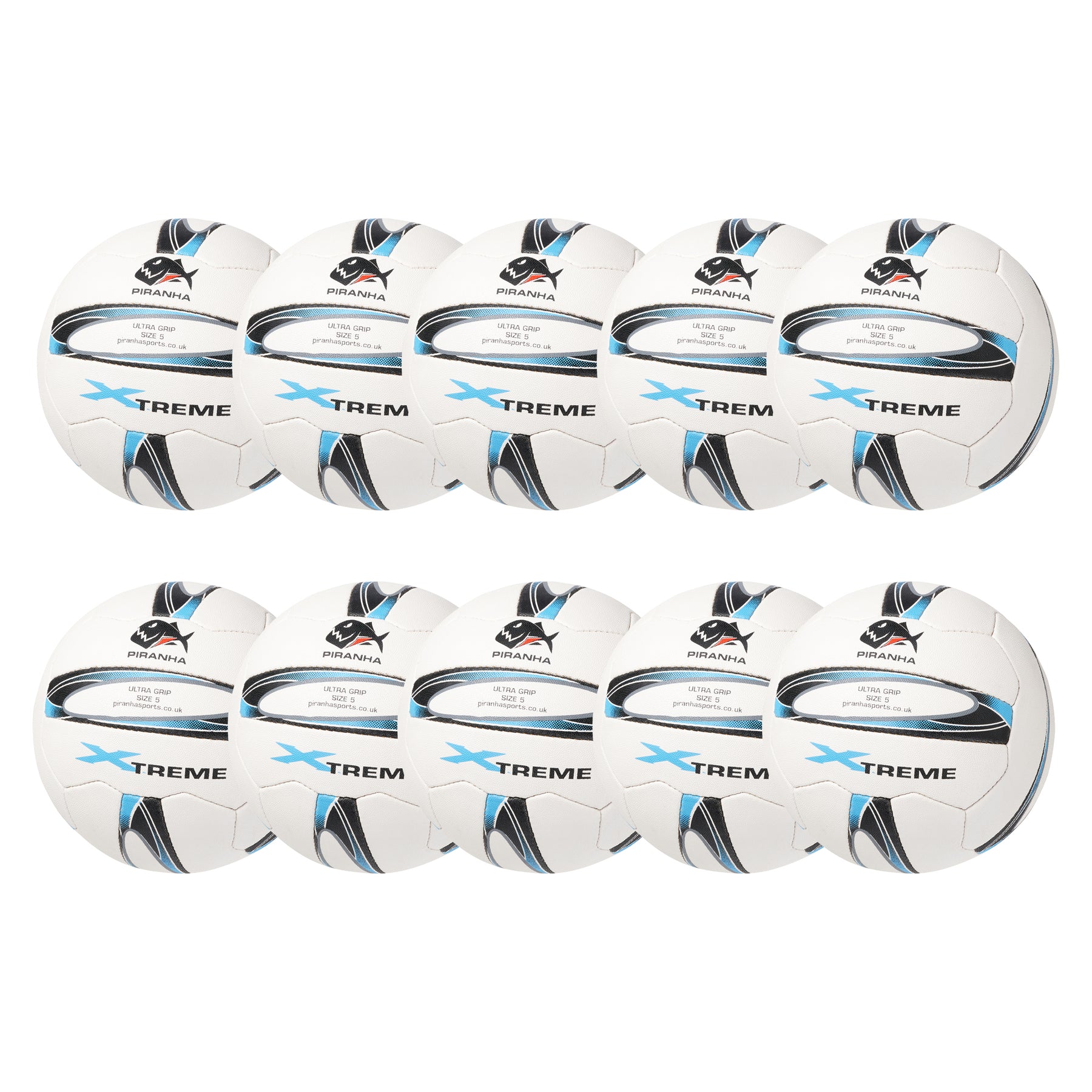 Piranha Xtreme Netball: White Pack of 10