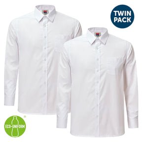 Boys Long Sleeve Shirt (Twin Pack): White