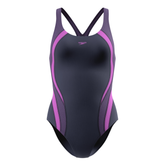 Speedo Women's Quantum Rib Splice Swimsuit: Peacoat/Neon Jelly