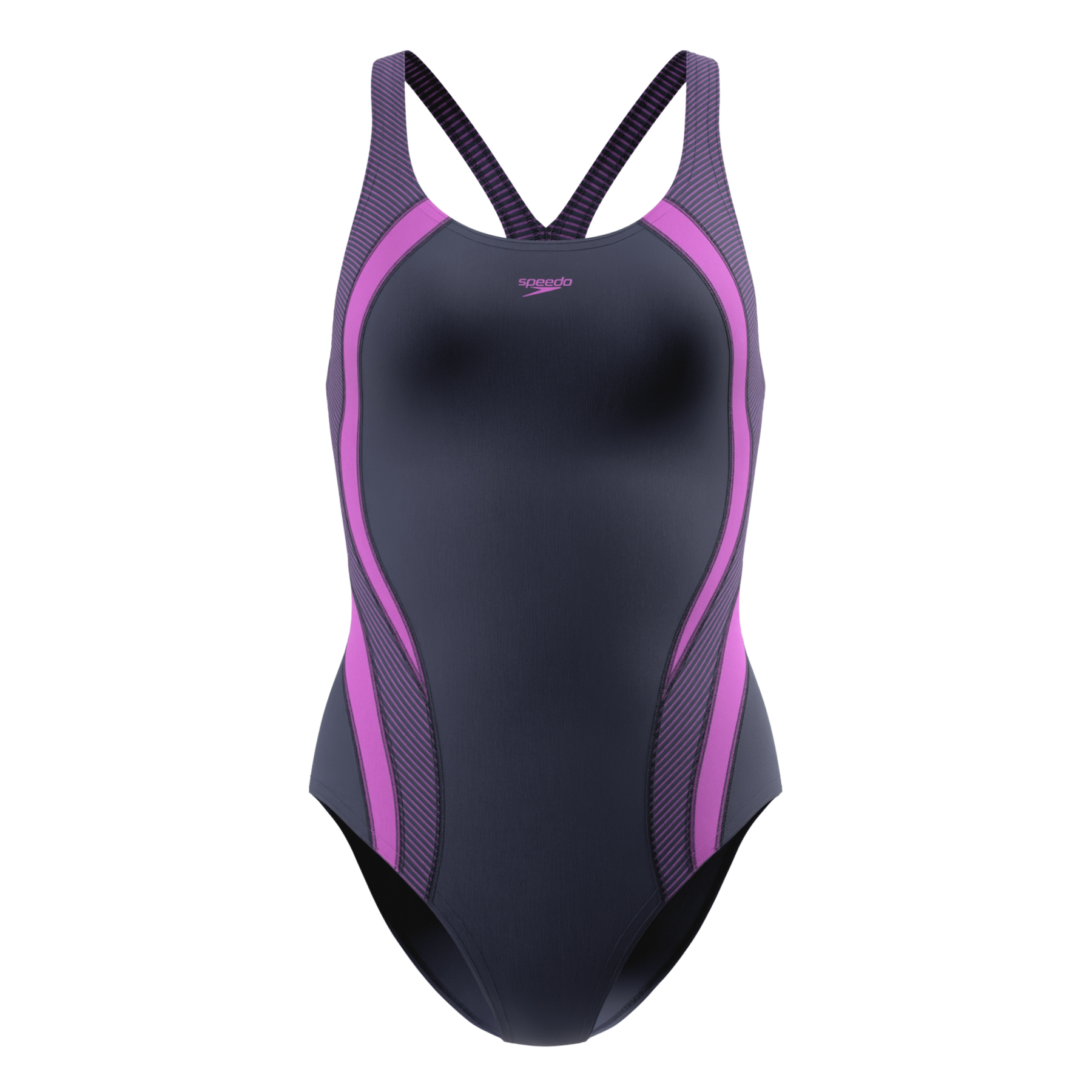 Speedo Women's Quantum Rib Splice Swimsuit: Peacoat/Neon Jelly