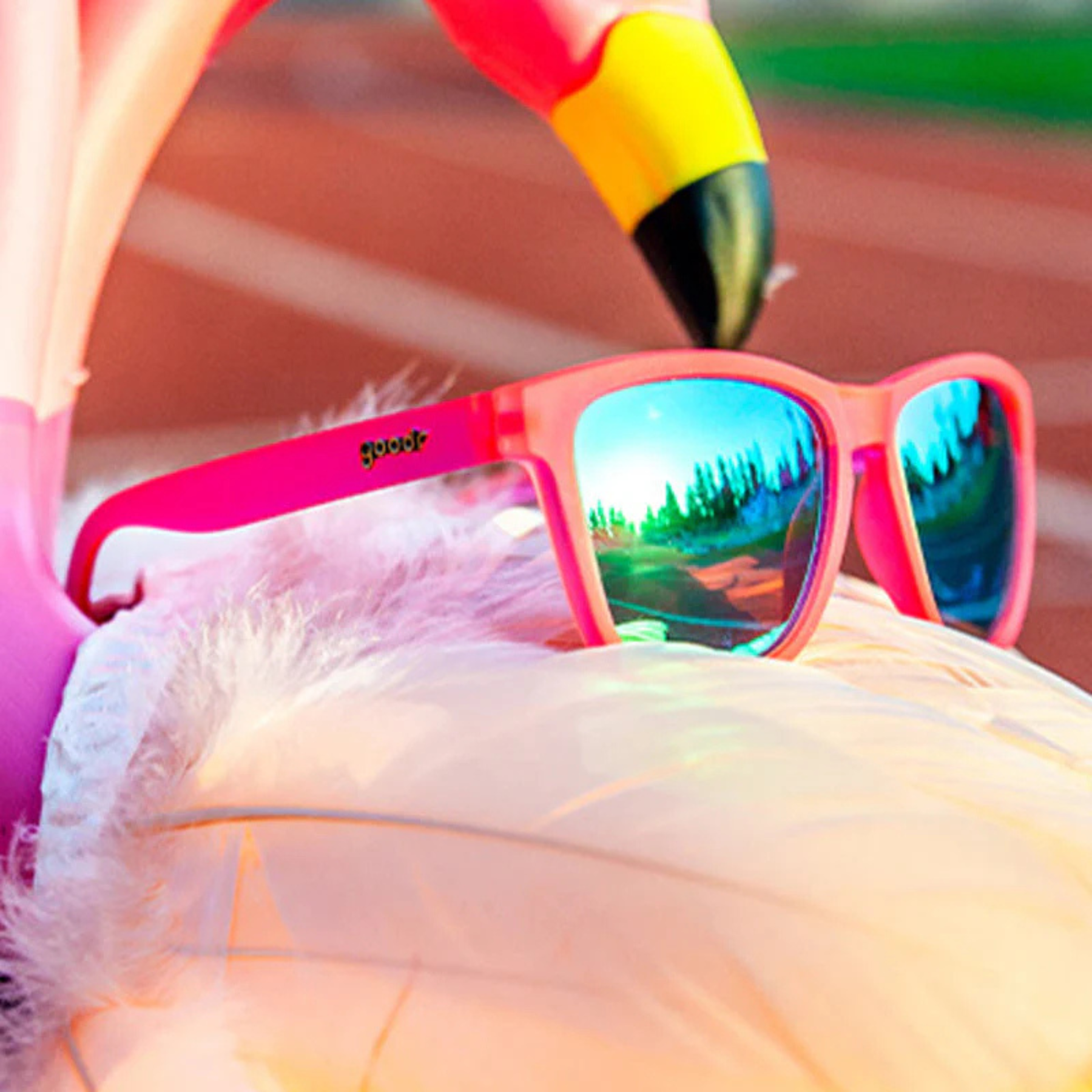 Goodr Flamingos On A Booze Cruise  Sunglasses Blue Polarised Lenses: Pink Frame