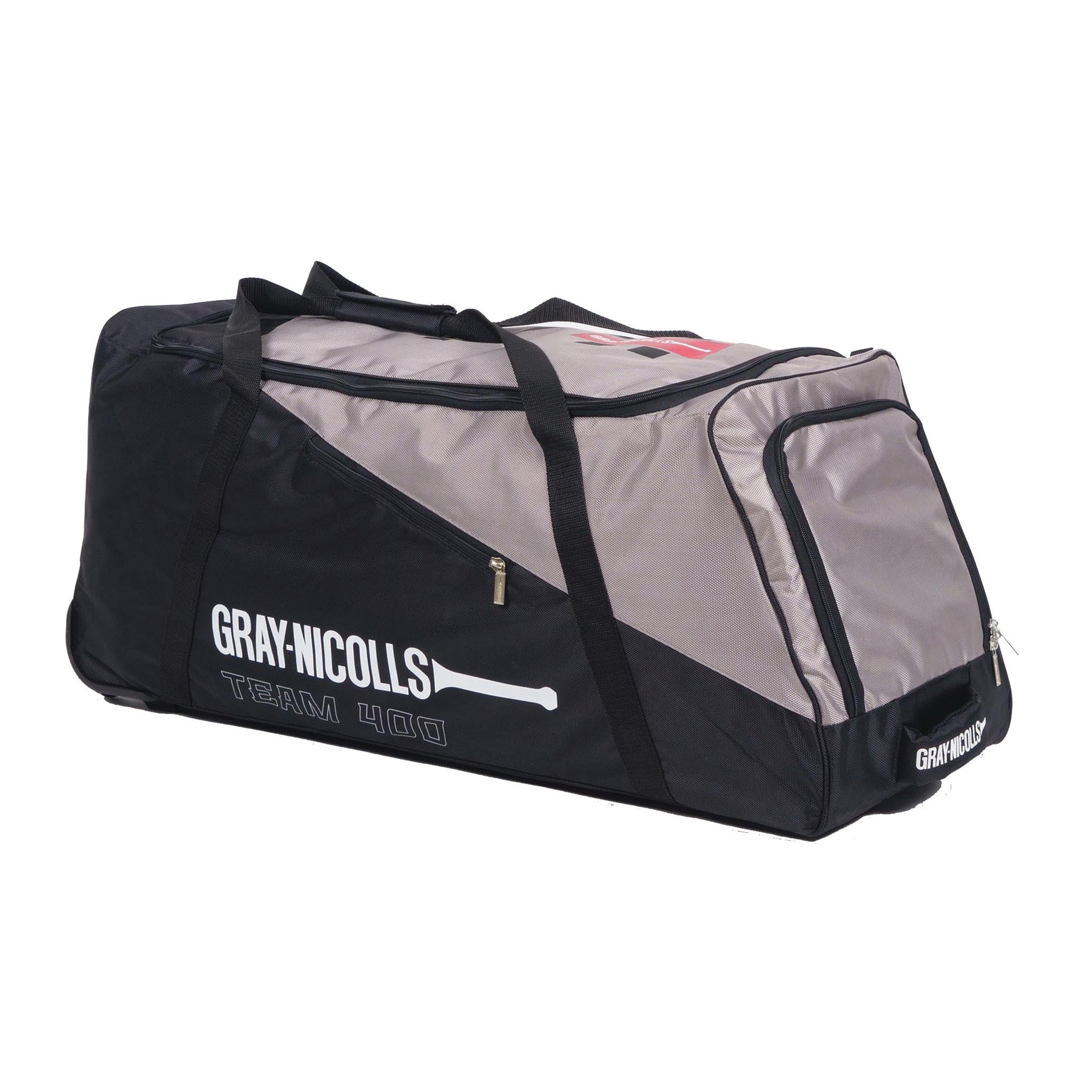 Gray Nicolls Team 400 Wheelie Bag: Black/Silver