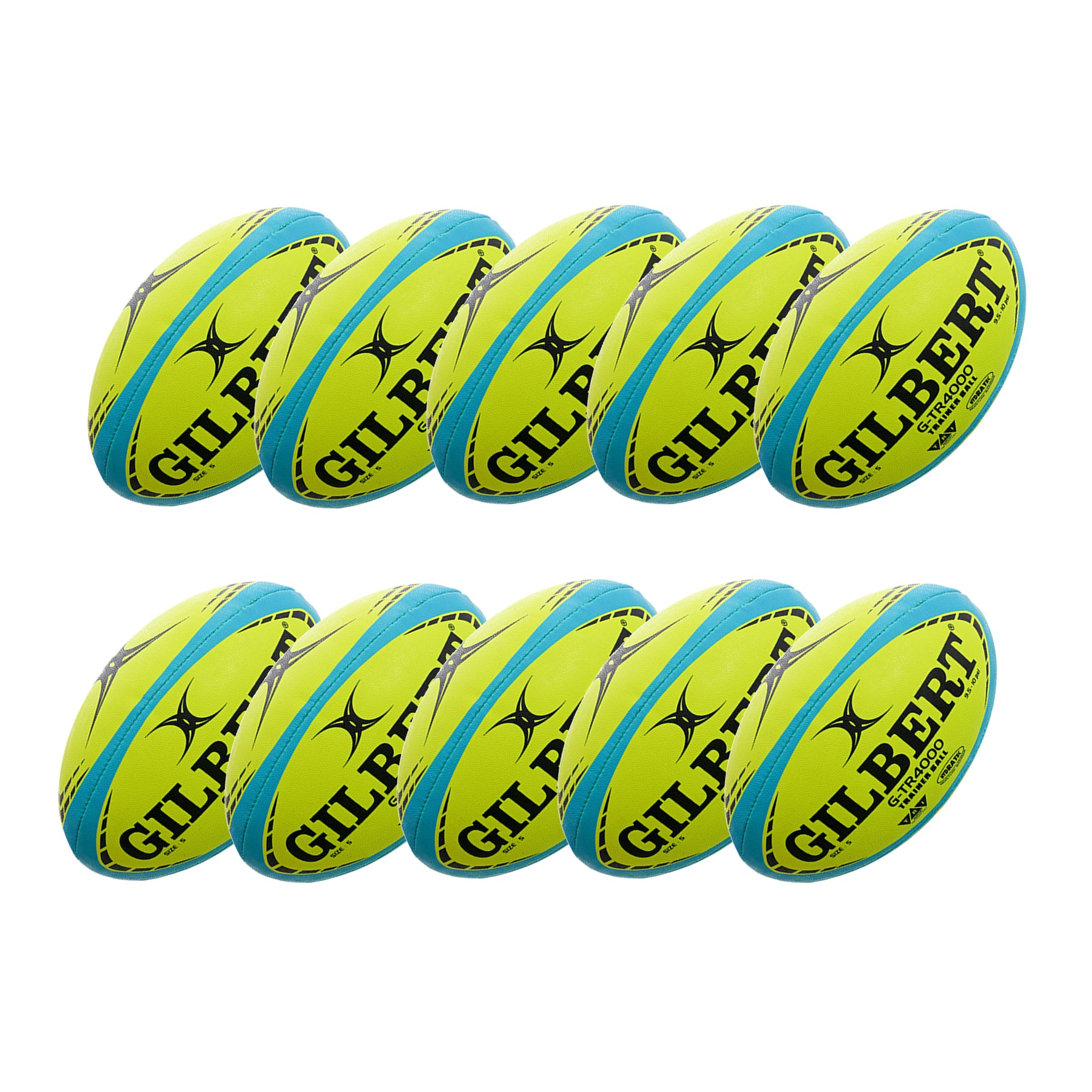 Gilbert G-TR4000 Training Rugby Ball - Size 5 (Pack of 10): Fluo
