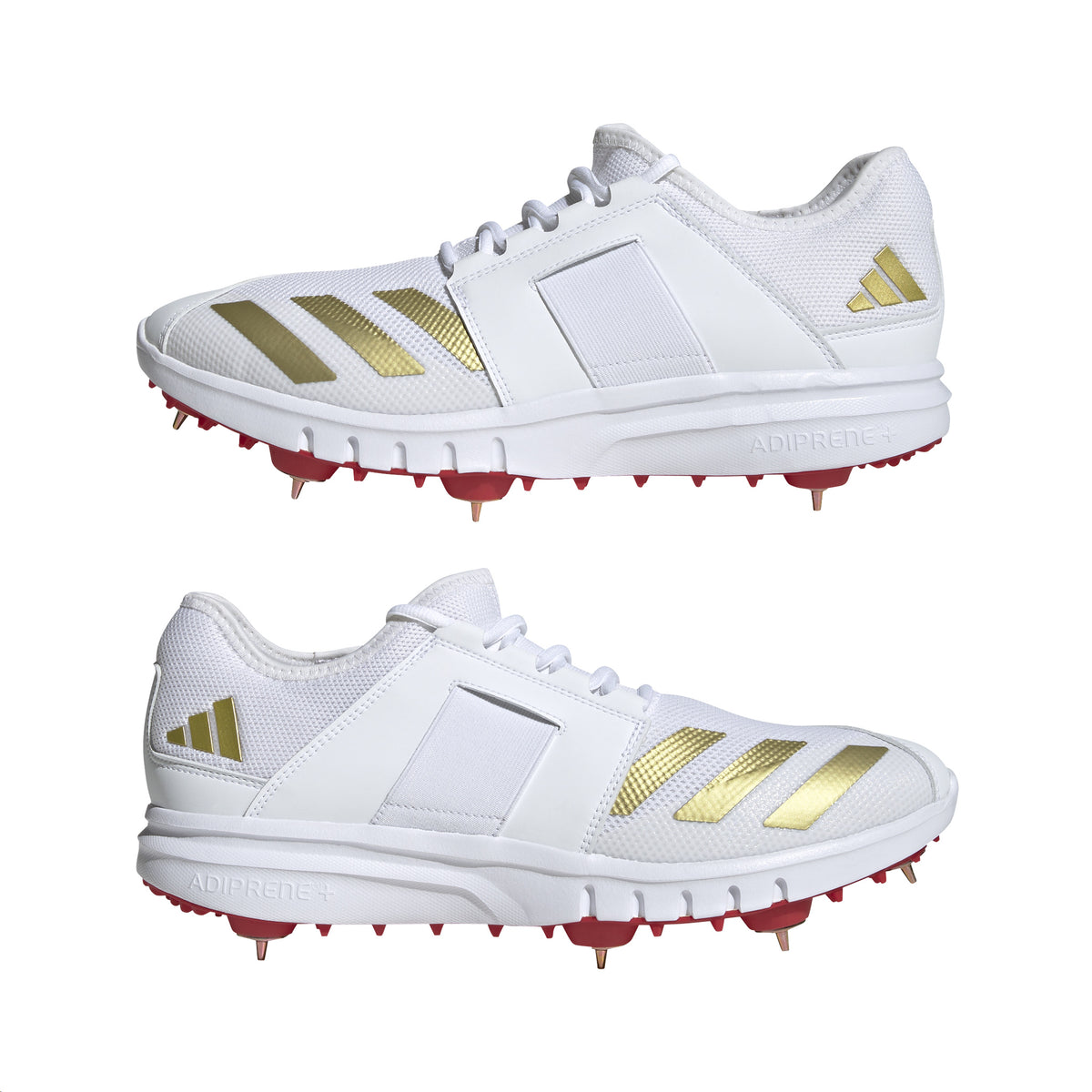 Adidas Howzat Spike Adult Cricket Shoes: White/Gold/Red