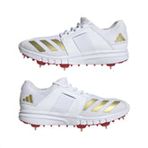 Adidas Howzat Spike Adult Cricket Shoes: White/Gold/Red