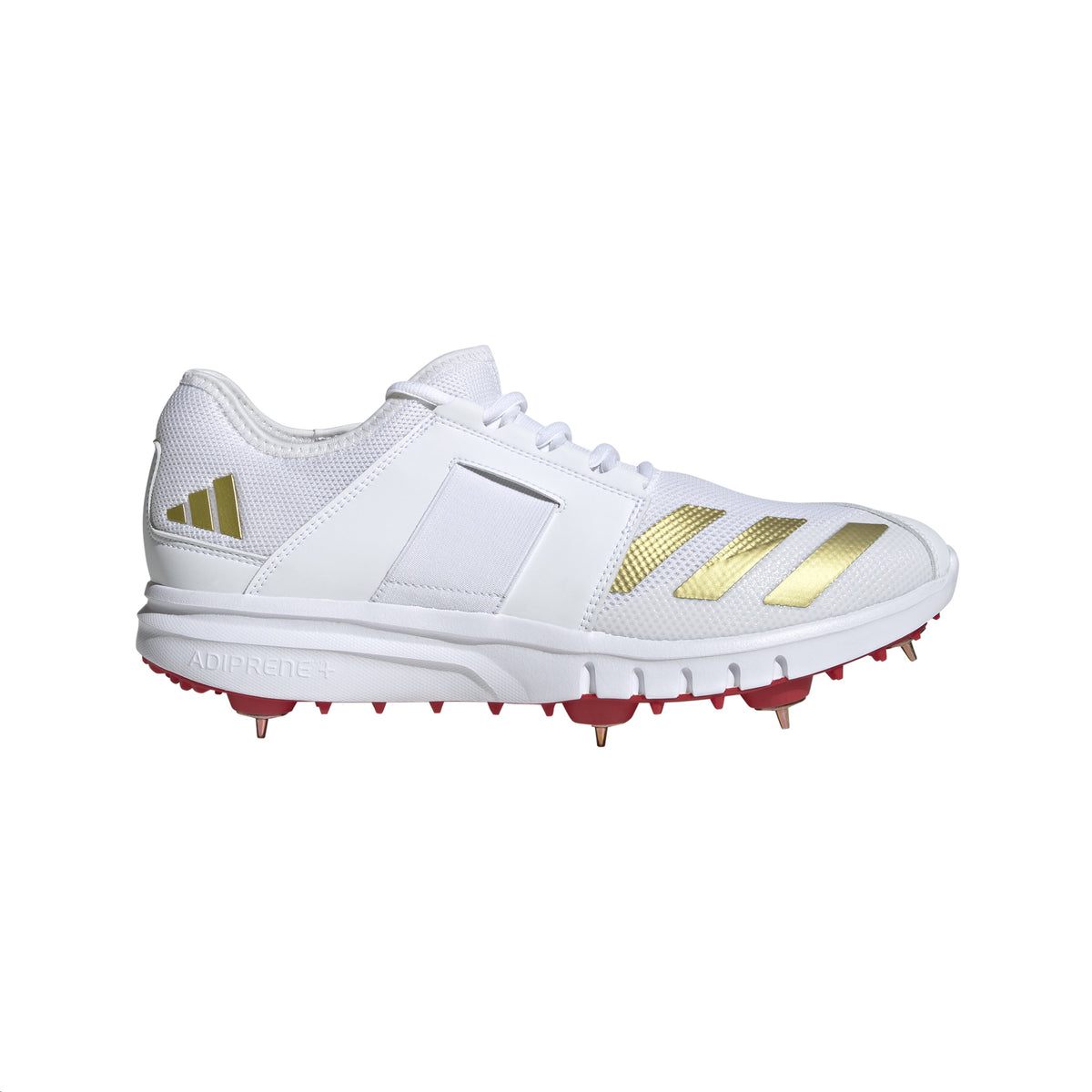 Adidas Howzat Spike Adult Cricket Shoes: White/Gold/Red