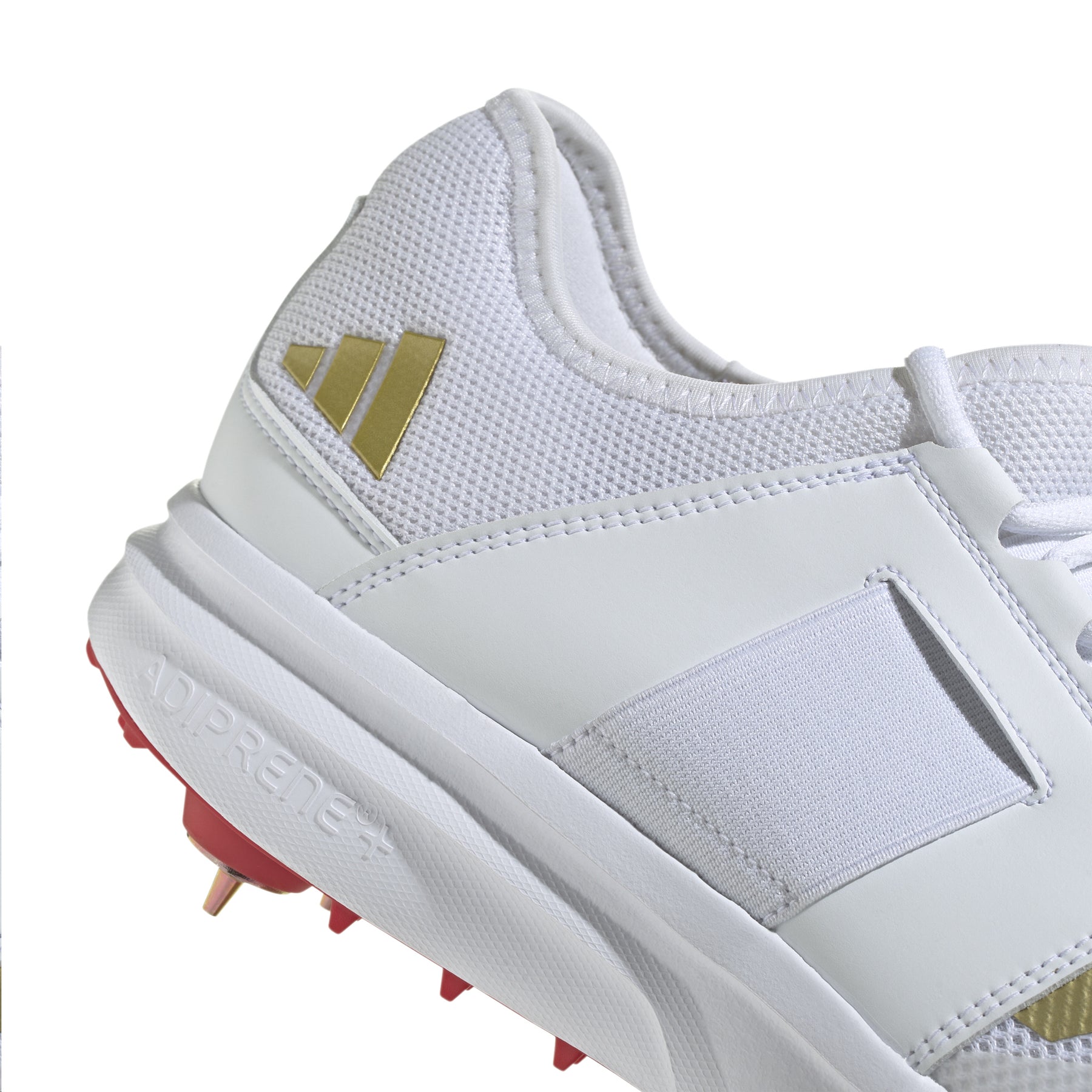 Adidas Howzat Spike Adult Cricket Shoes: White/Gold/Red