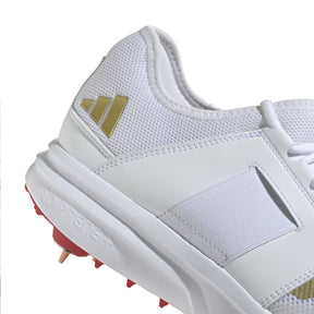 Adidas Howzat Spike Adult Cricket Shoes: White/Gold/Red