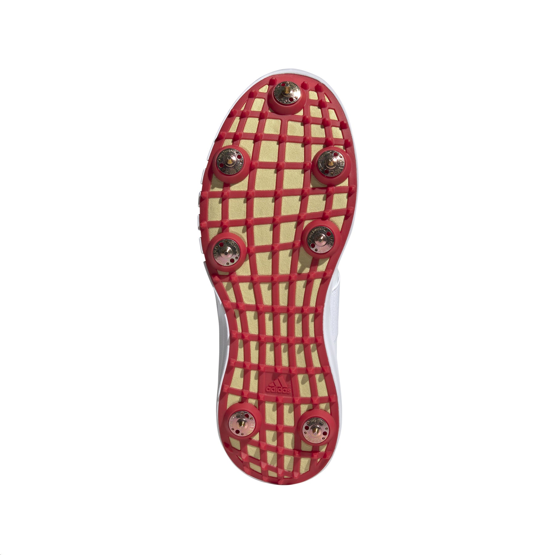 Adidas Howzat Spike Adult Cricket Shoes: White/Gold/Red