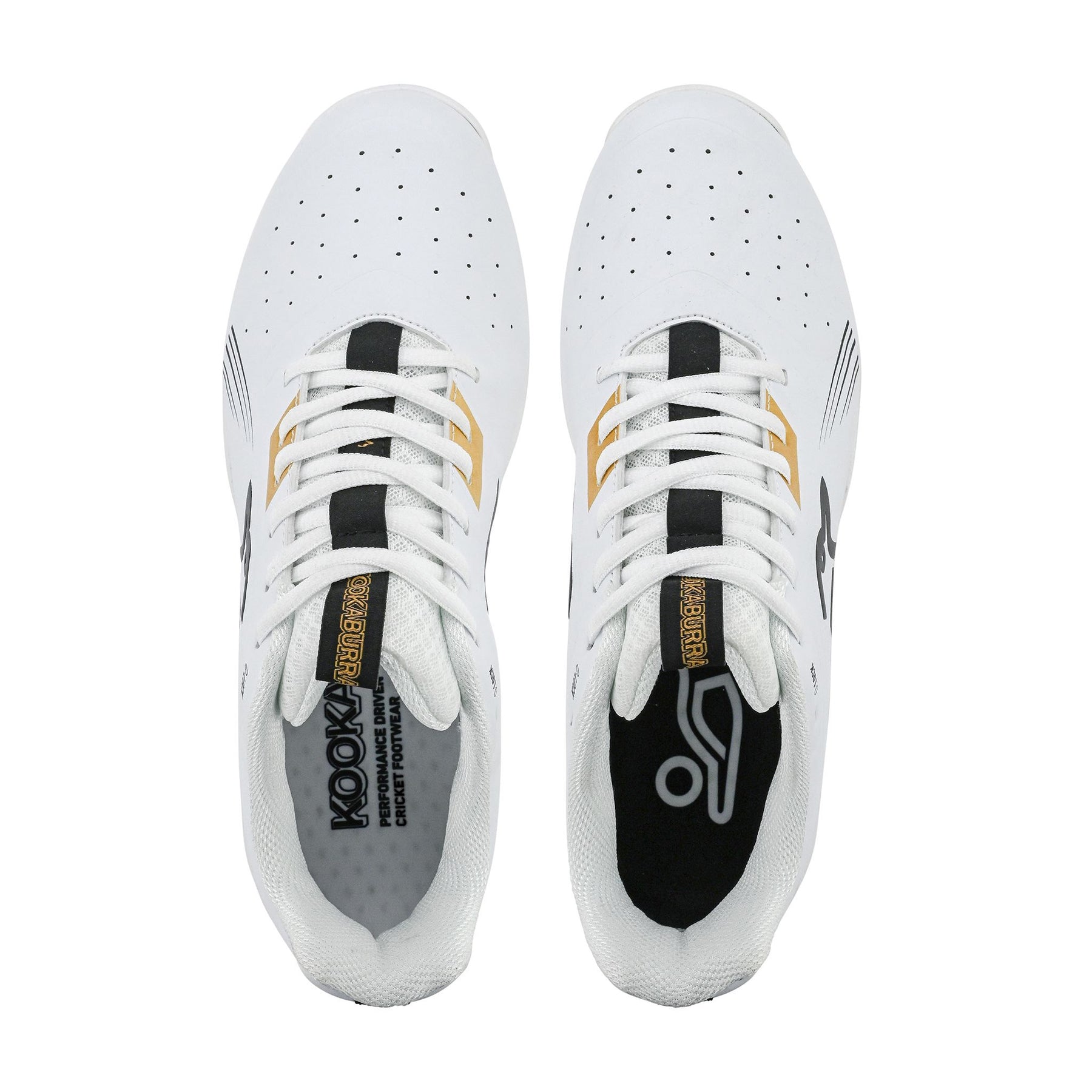 Kookaburra KC 3.0 Junior Rubber Cricket Shoes 2025: White/Gold