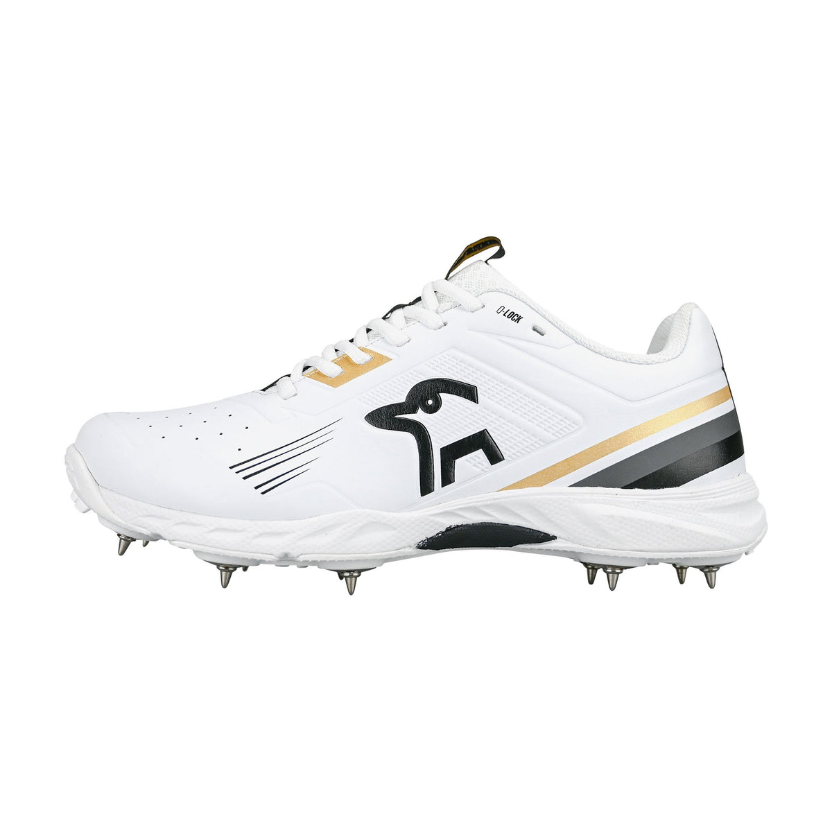 Kookaburra KC 3.0 Senior Spike Cricket Shoes 2025: White/Gold