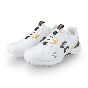 Kookaburra KC 3.0 Senior Spike Cricket Shoes 2025: White/Gold