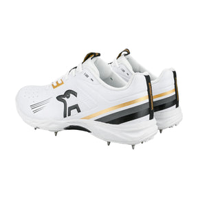 Kookaburra KC 3.0 Senior Spike Cricket Shoes 2025: White/Gold