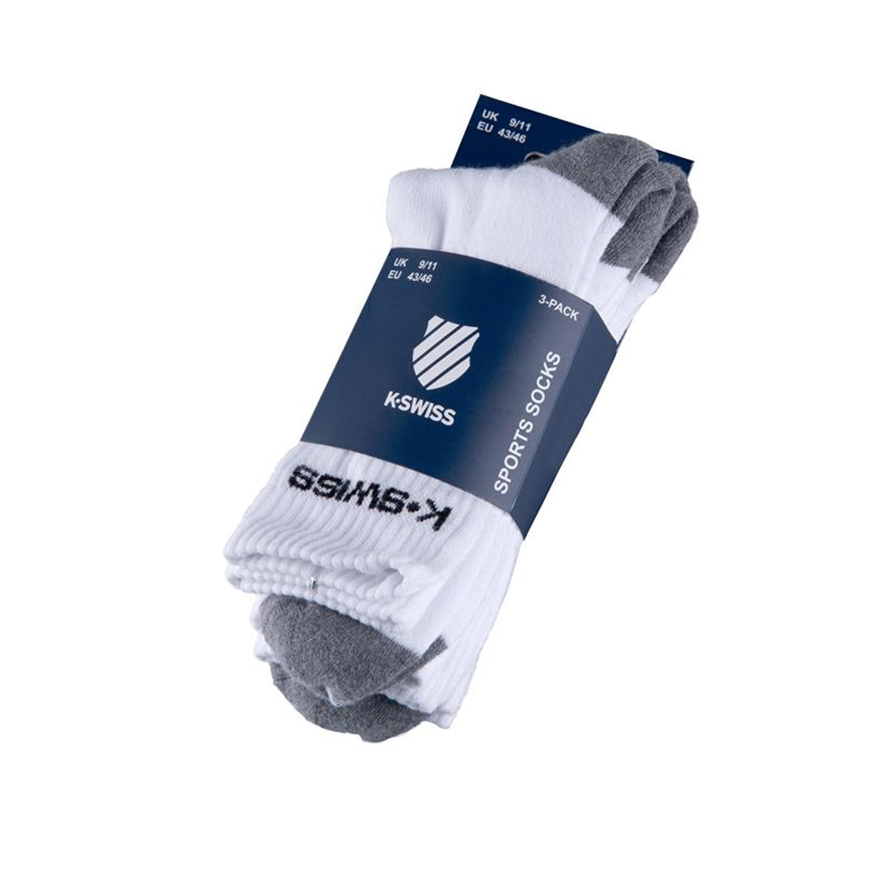K Swiss Mens Crew Socks 3 Pack: White