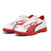 Puma Ultra Play Astro Junior Football Boots: White/Fire Orchid