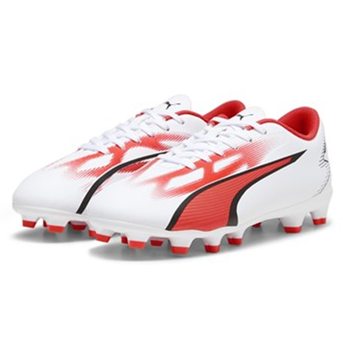 Puma Ultra Play FG Junior Football Boots: White/Fire Orchid