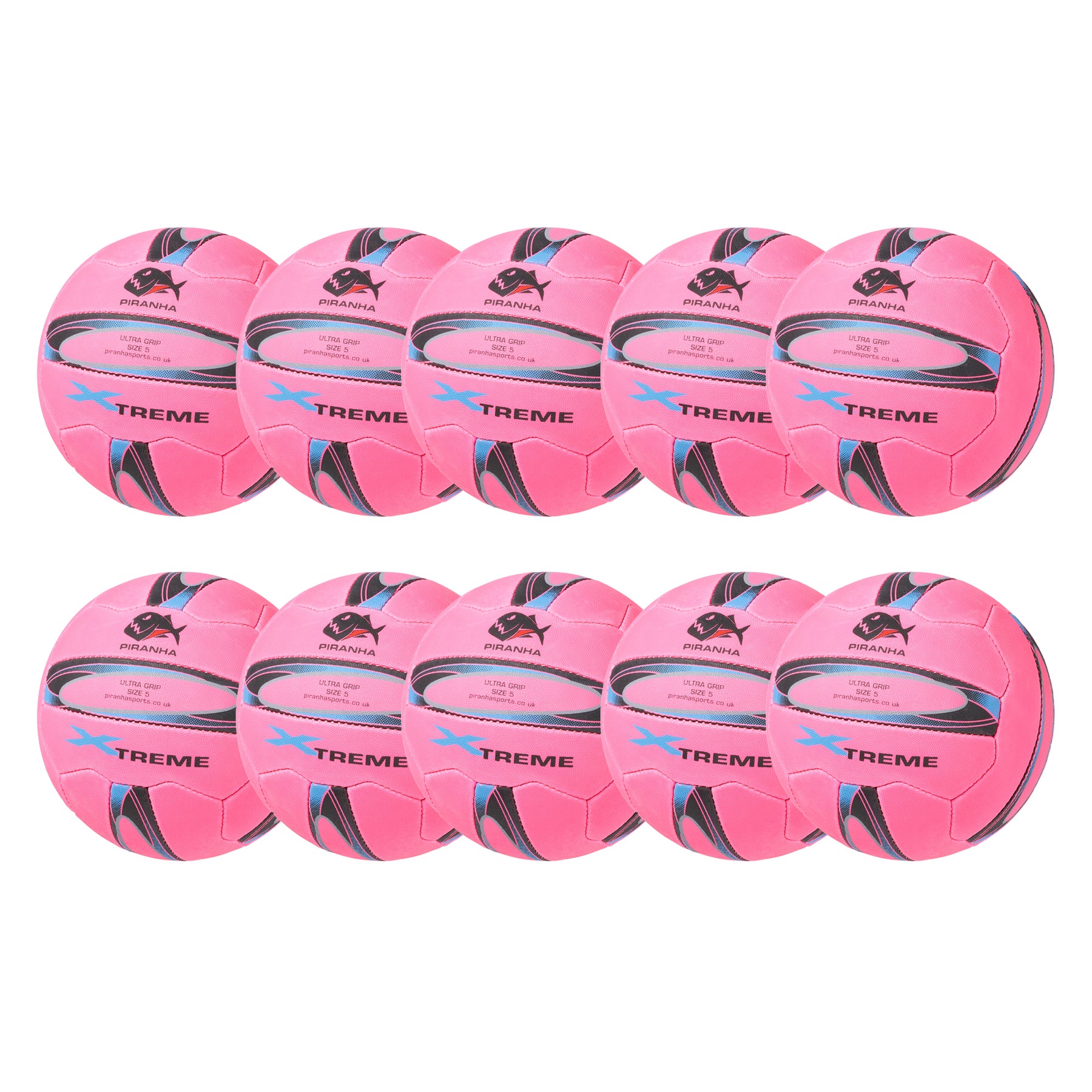 Pink Netball Graphics Piranha Xtreme Netball: Pink Pack of 10