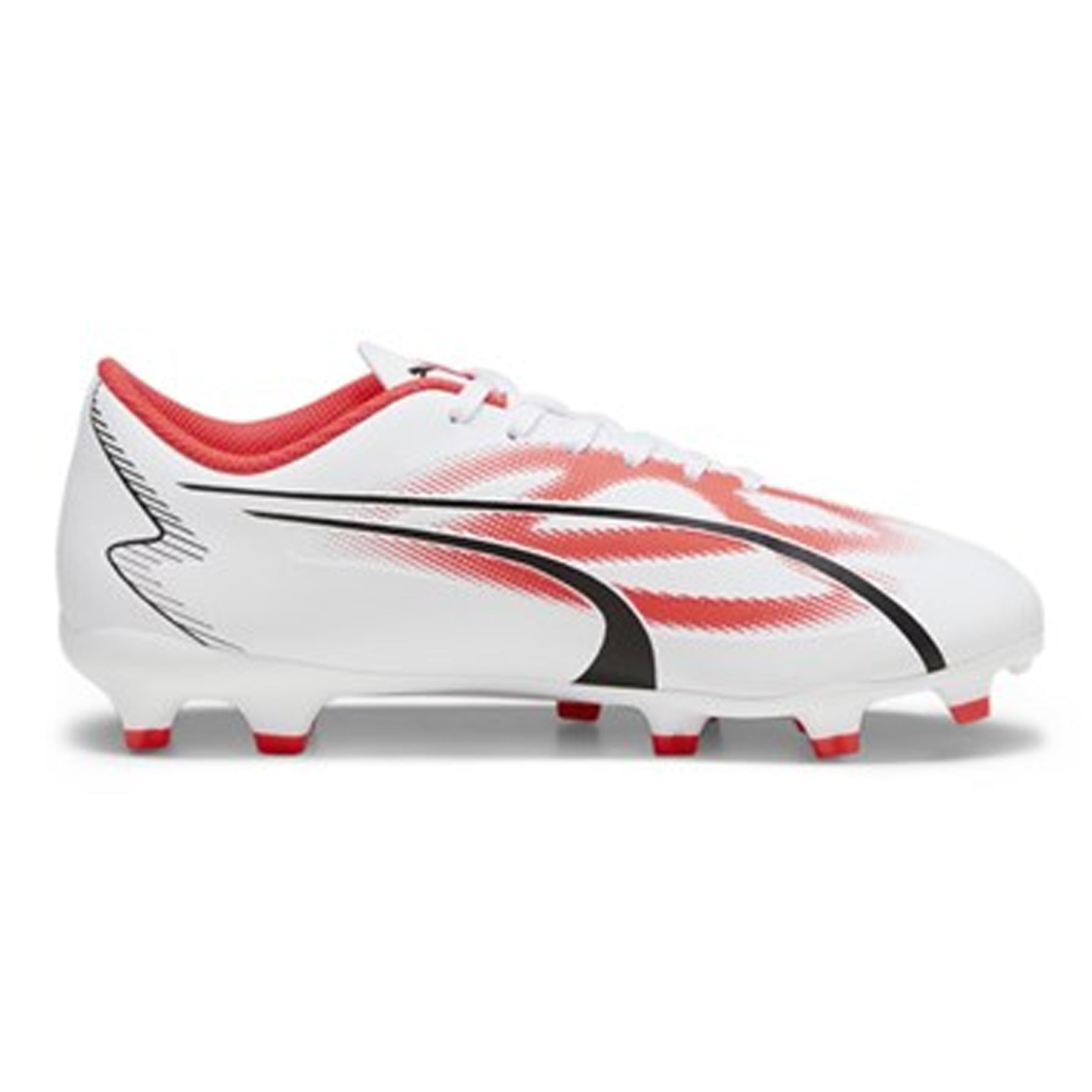 Puma Ultra Play FG Junior Football Boots: White/Fire Orchid