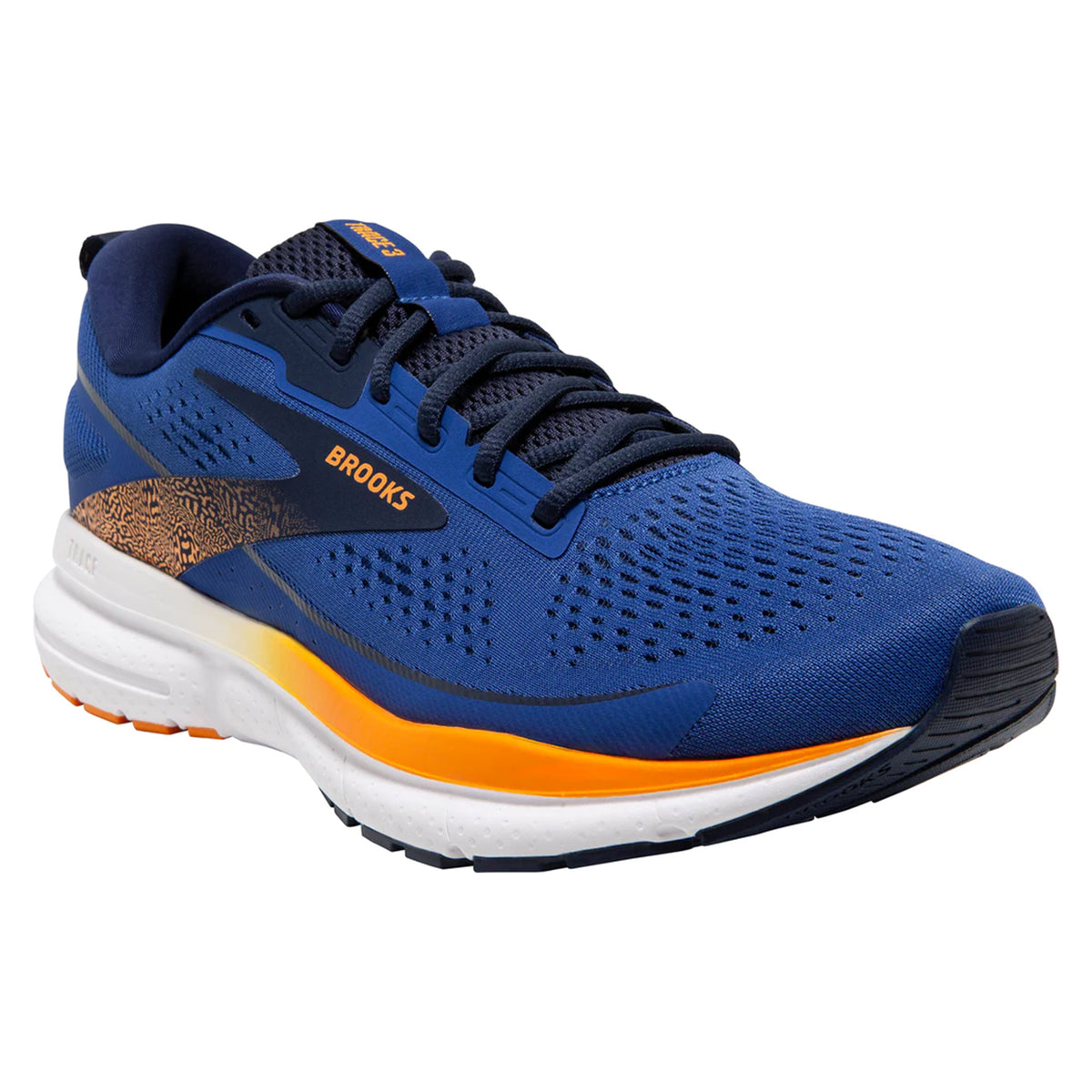 Brooks Trace 3 Mens Running Shoes: Blue/Peacoat/Orange