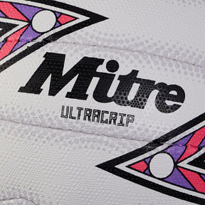 Mitre Ultragrip F18P Netball: White/Black/Purple - 5