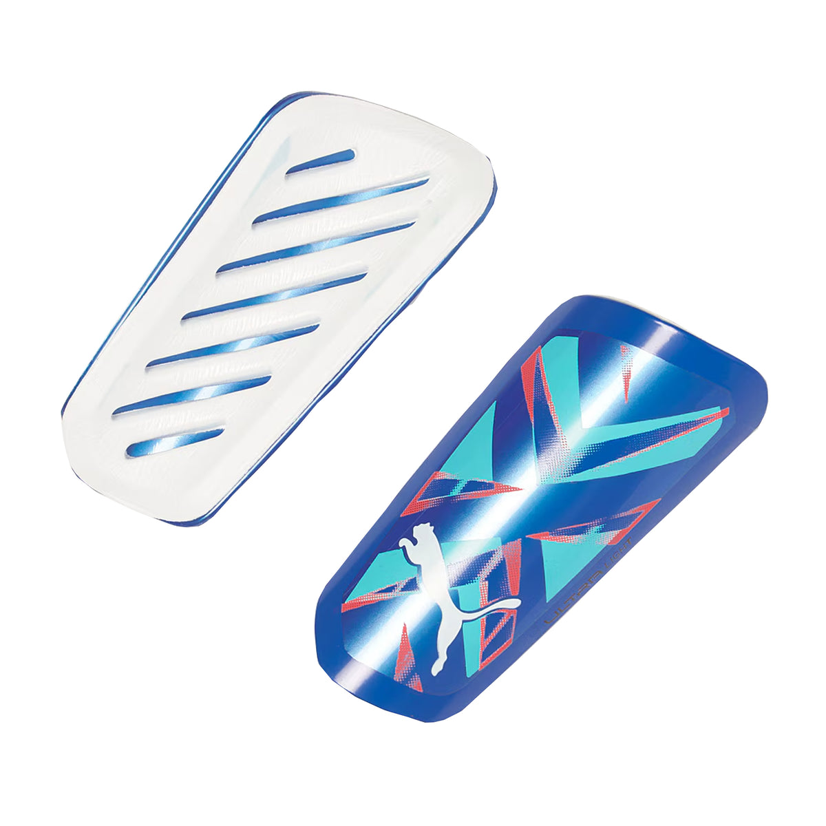 Puma Ultra Light Sleeve Football Shin Pads: Bluemazing/Electric Peppermint