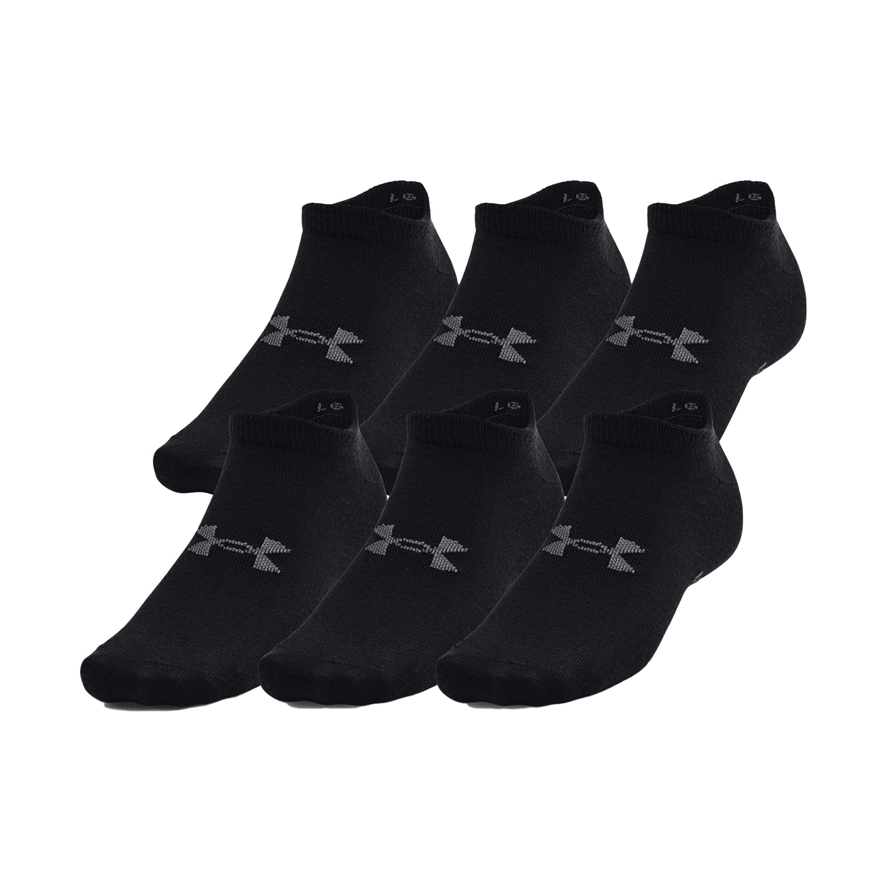Under Armour No Show Socks 6 Pack: Black