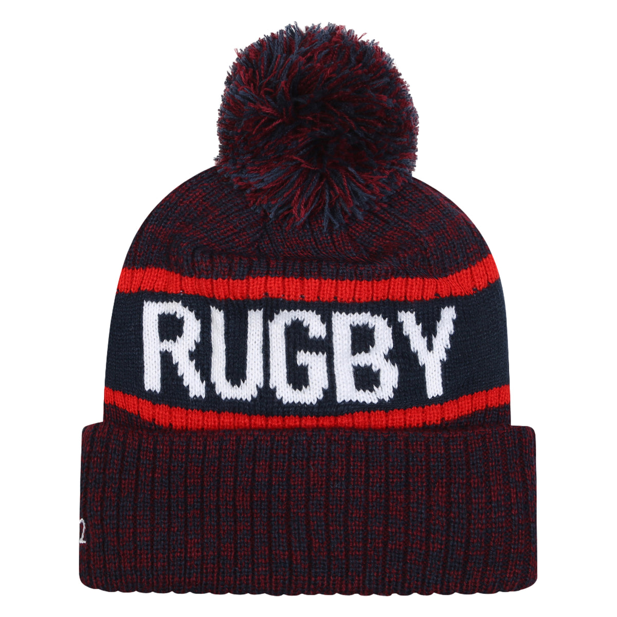 Umbro England Rugby Bobble Hat 2023: Tibetan Red/Navy