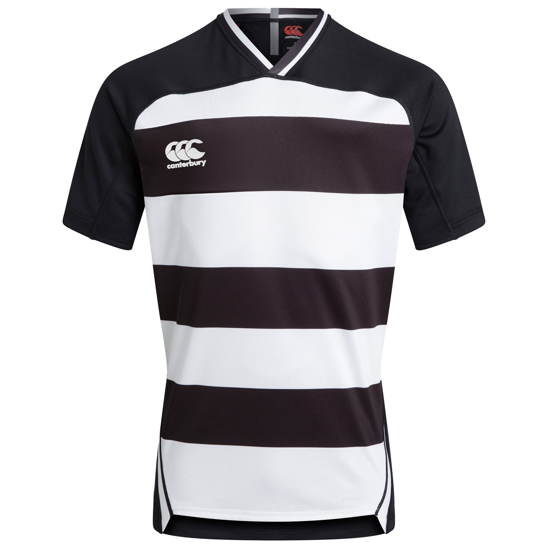 Canterbury Junior Vapodri Hooped Evader Jersey: Black/White