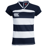 Canterbury Womens Vapodri Hooped Evader Jersey: Navy/White