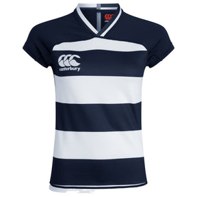 Canterbury Womens Vapodri Hooped Evader Jersey: Navy/White