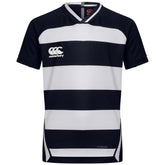 Canterbury Junior Vapodri Hooped Evader Jersey: Navy/White
