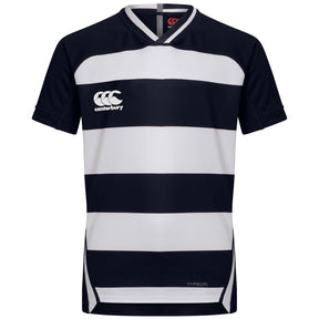 Canterbury Junior Vapodri Hooped Evader Jersey: Navy/White