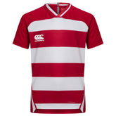 Canterbury Junior Vapodri Hooped Evader Jersey: Red/White