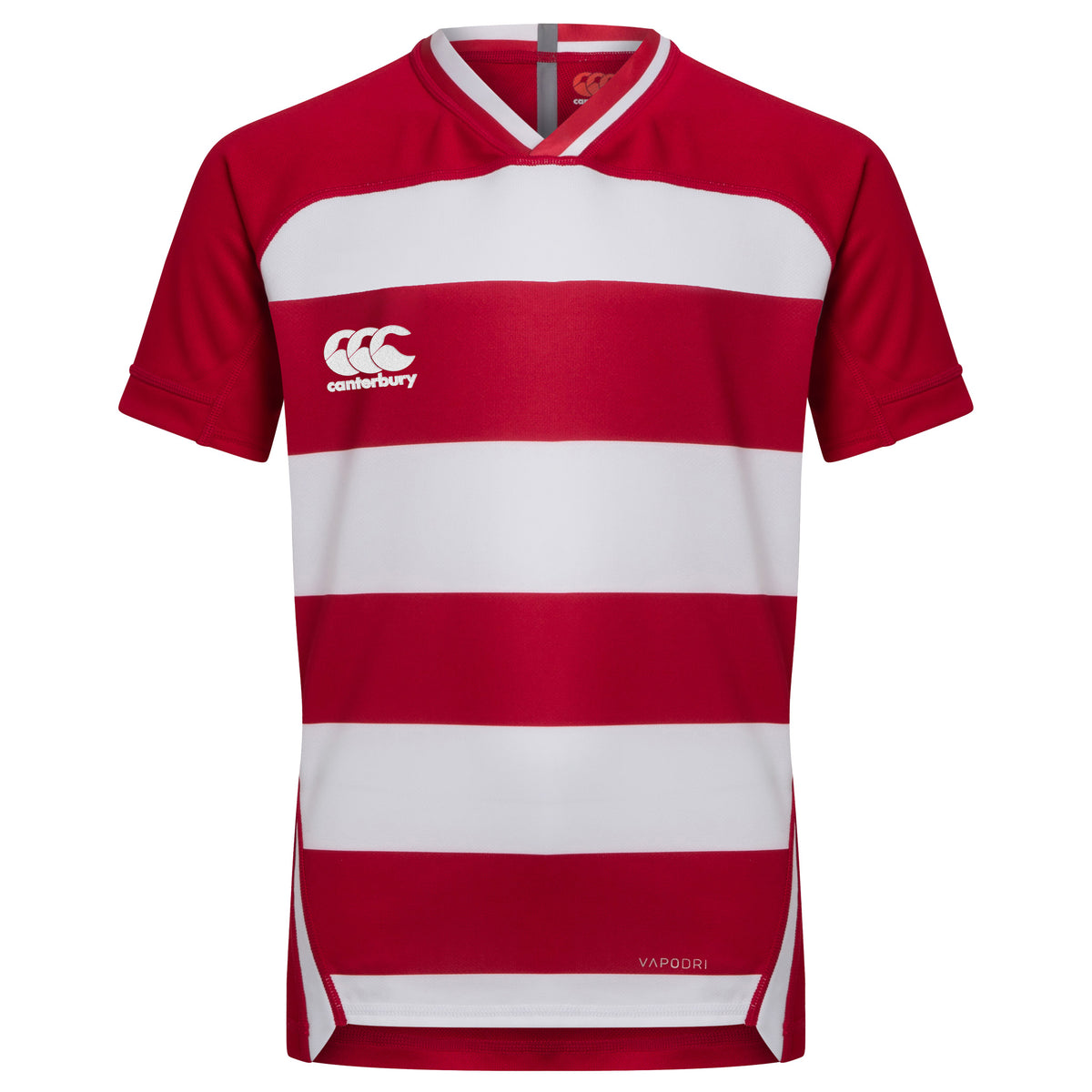Canterbury Vapodri Hooped Evader Jersey: Red/White