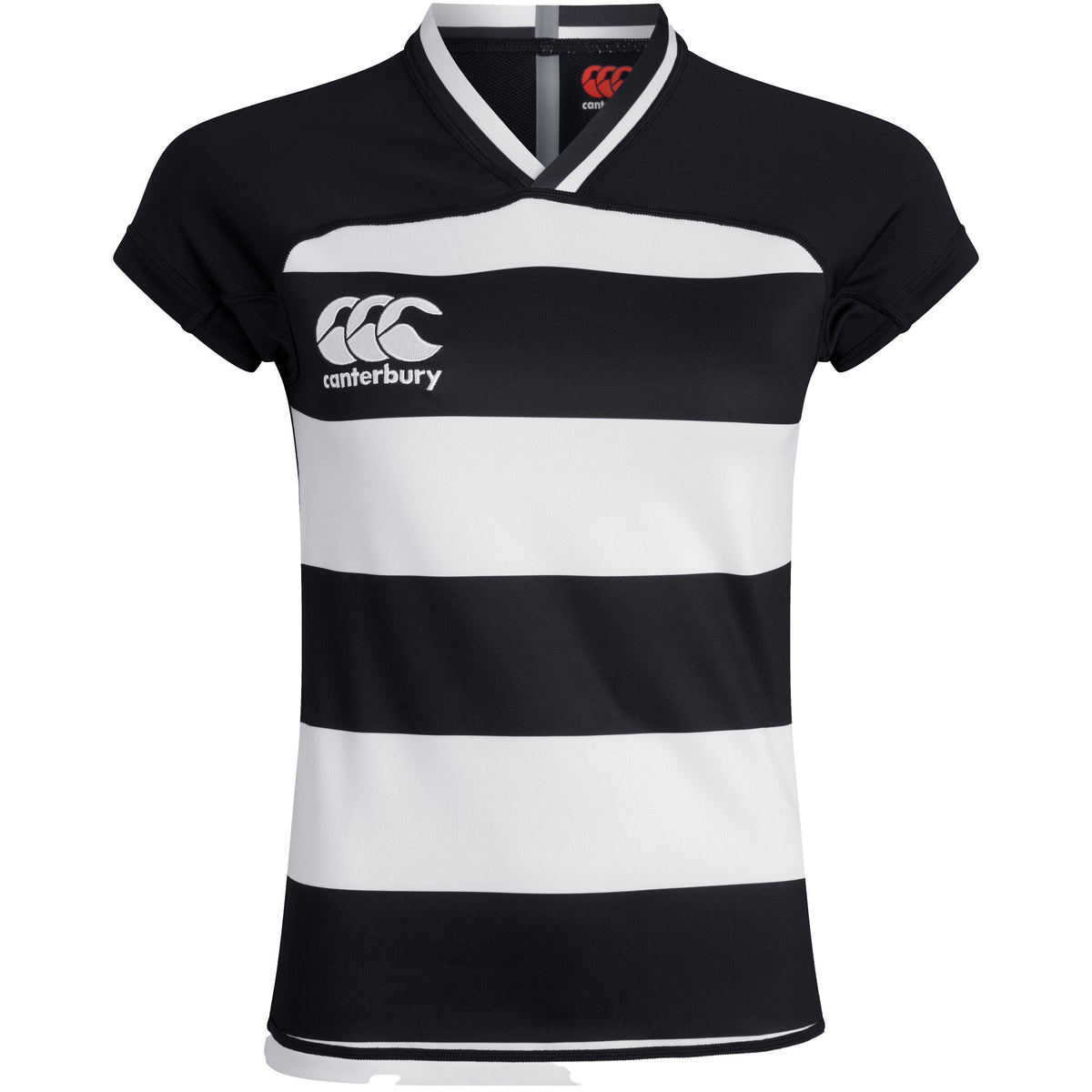 Canterbury Womens Vapodri Hooped Evader Jersey: Black/White
