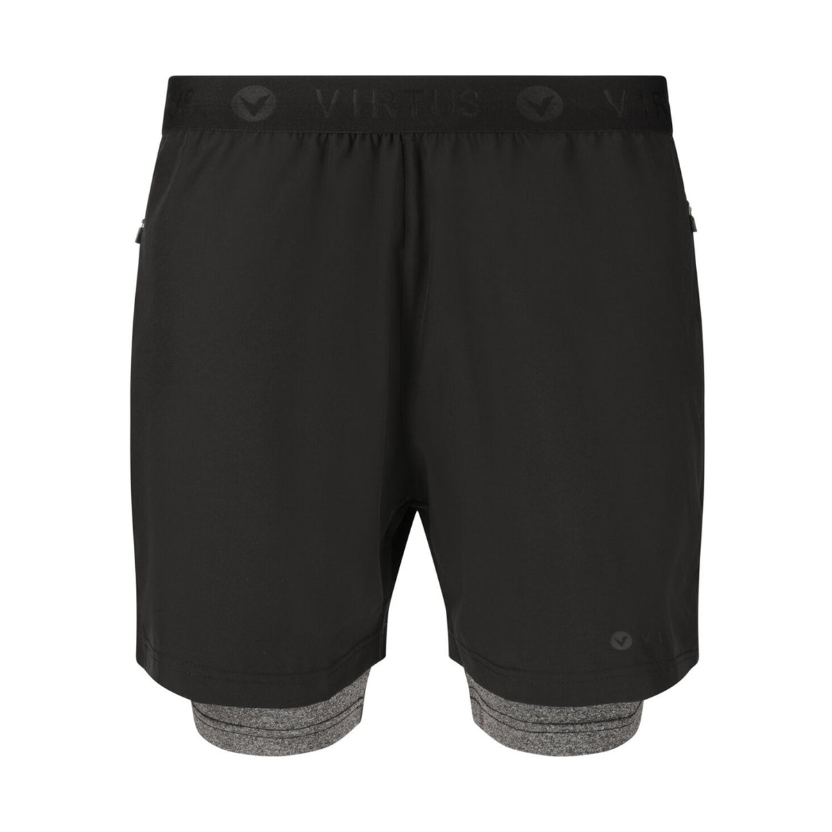 Virtus Mens Dylan 2-in-1 Stretch Shorts: Black