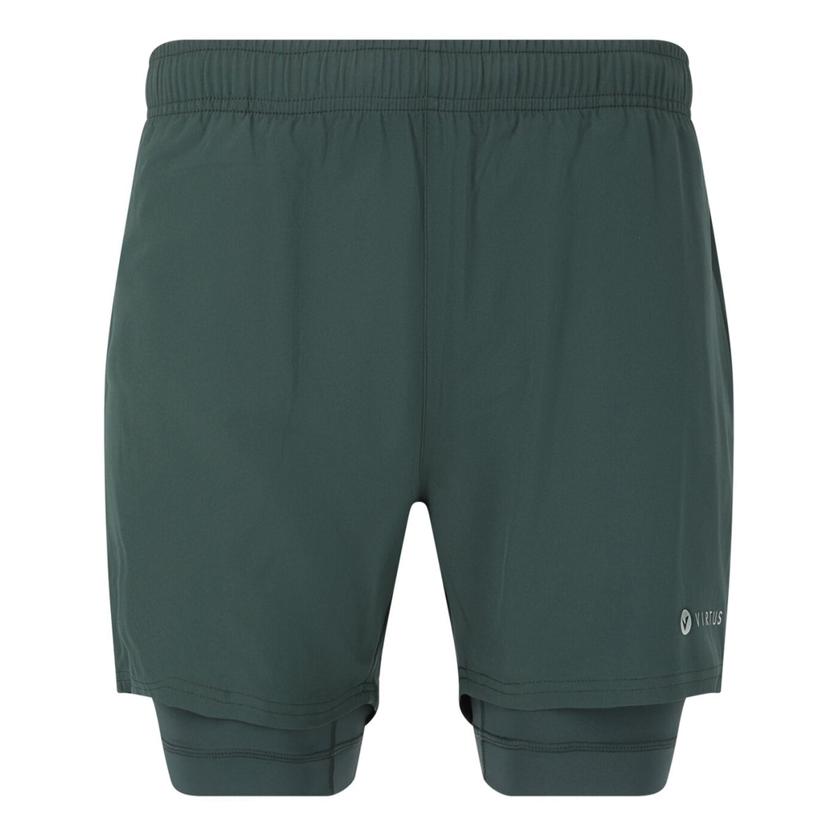 Virtus Zayne Mens 2 in 1 Running Shorts: Dusty Forest