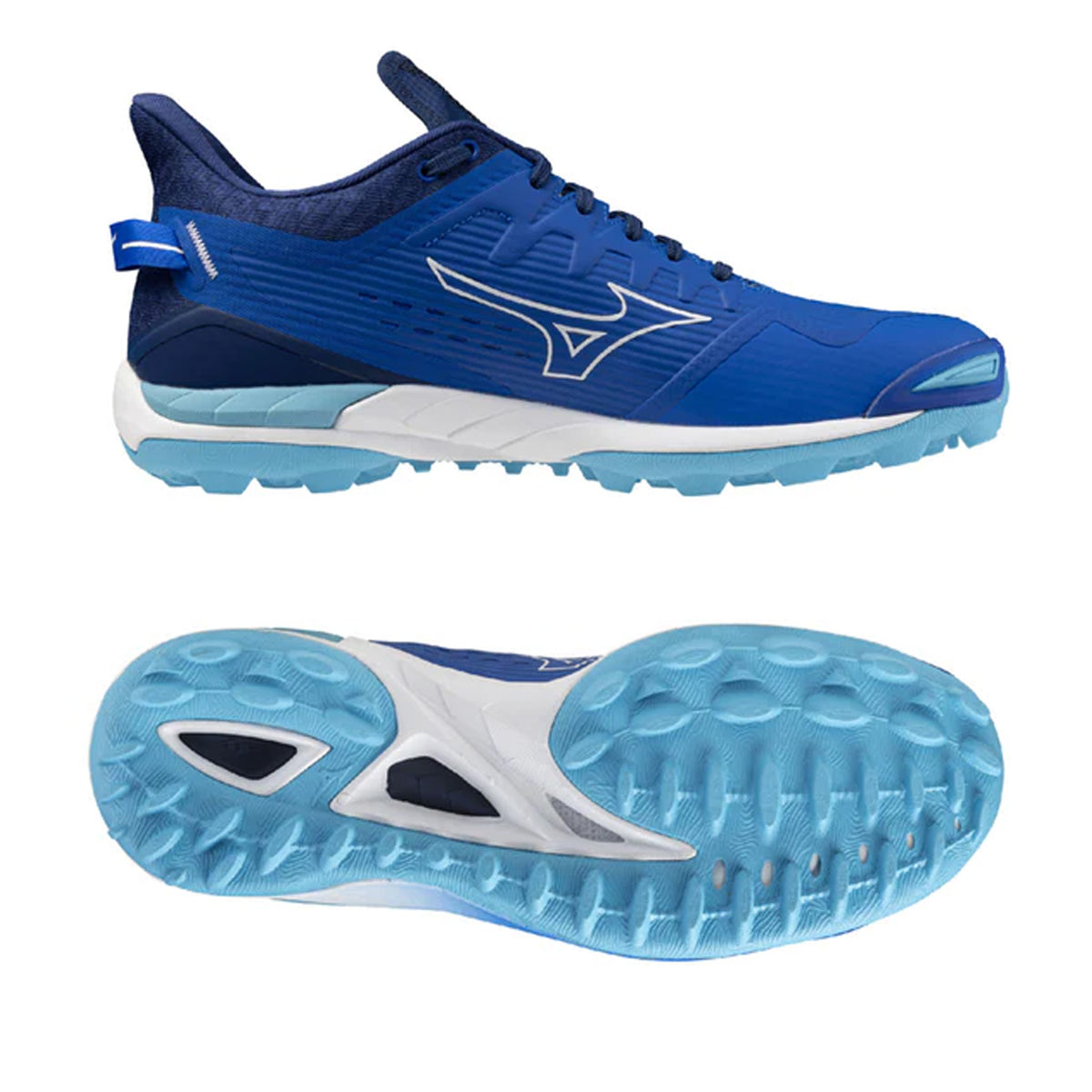 Mizuno Wave Leopardus Astro Hockey Shoes: Mugen Blue/White/Estate Blue