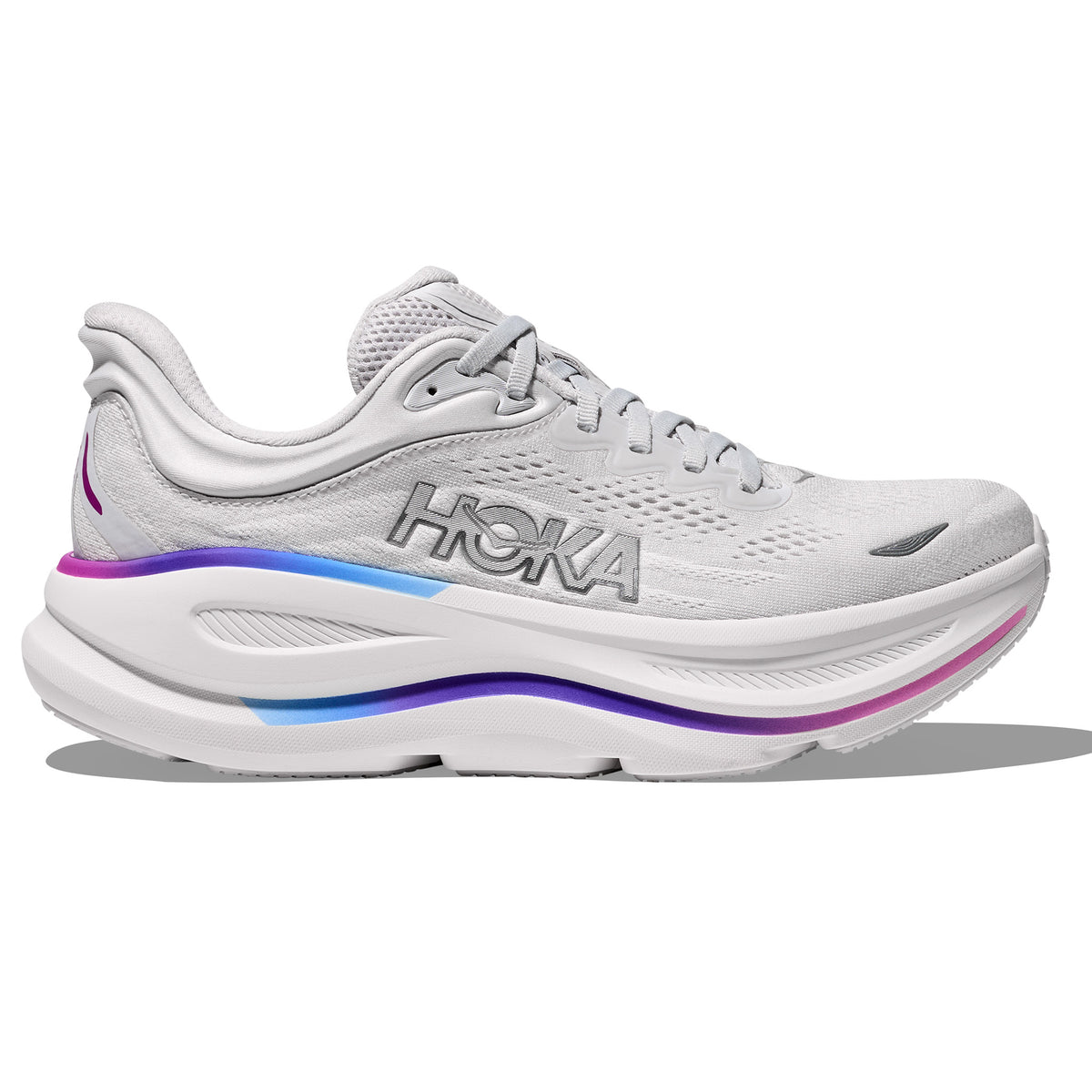 Hoka Bondi 9 Womens Running Shoes: Cosmic Grey/White