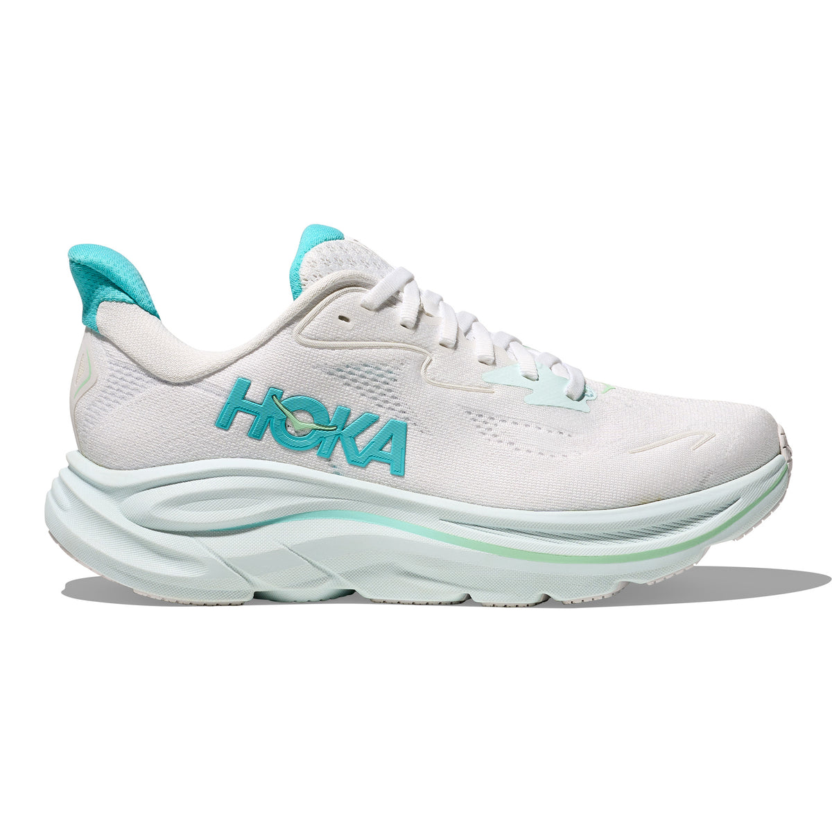 Hoka Clifton 10 Womens Running Shoes: White/Cielo Blue