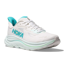 Hoka Clifton 10 Womens Running Shoes: White/Cielo Blue