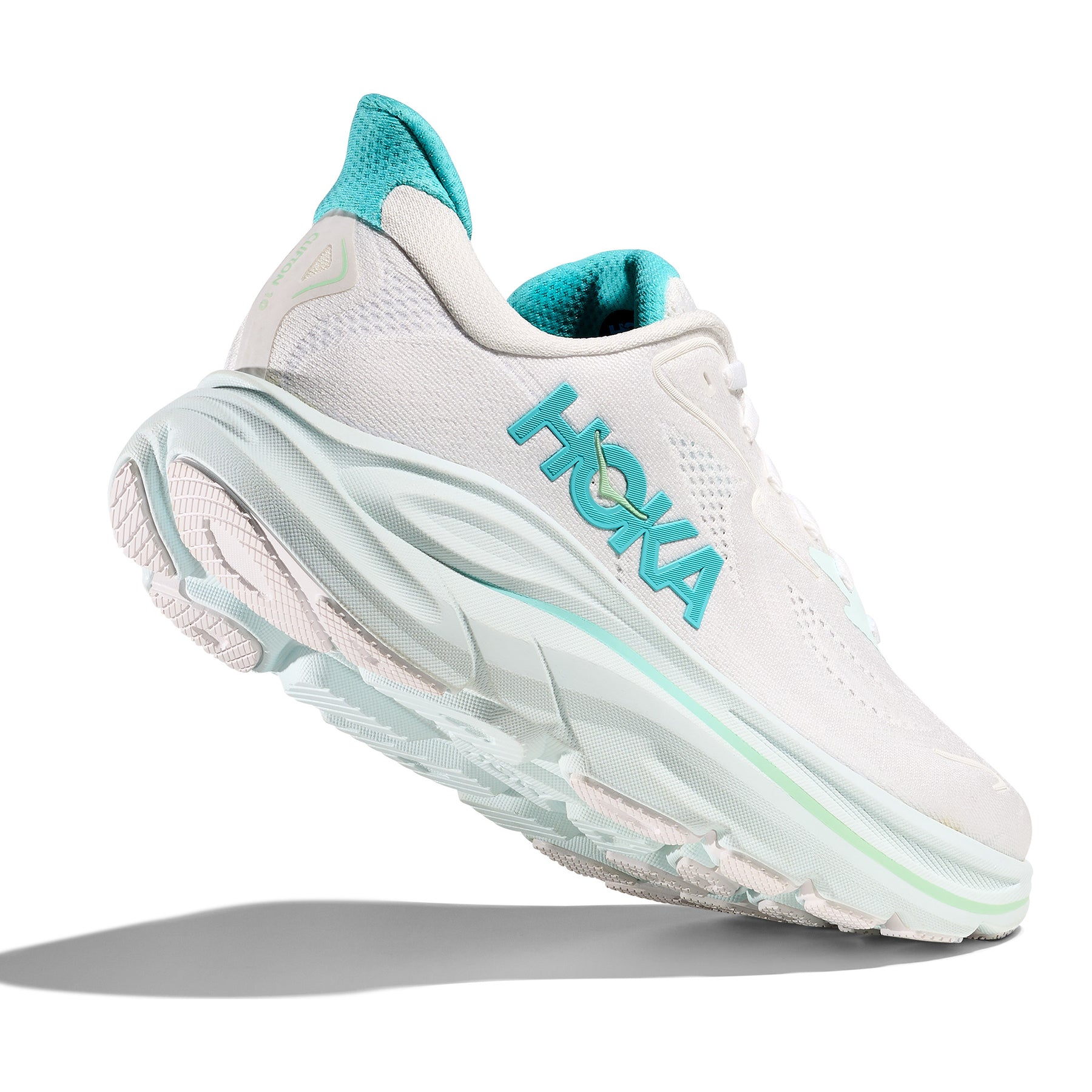 Hoka Clifton 10 Womens Running Shoes: White/Cielo Blue