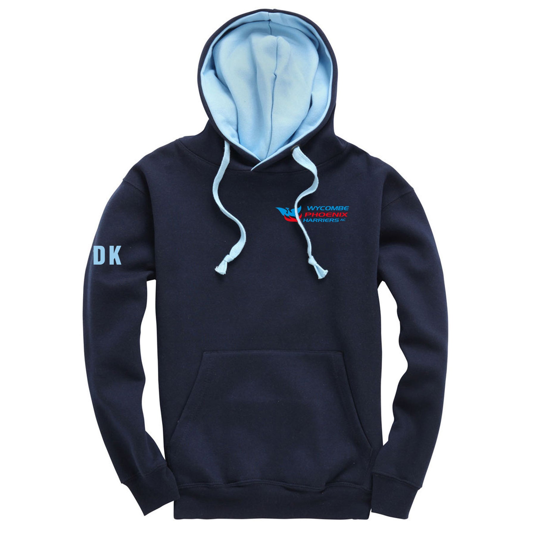 Wycombe Phoenix Harriers AC Contrast Hoodie: Navy/Light Blue