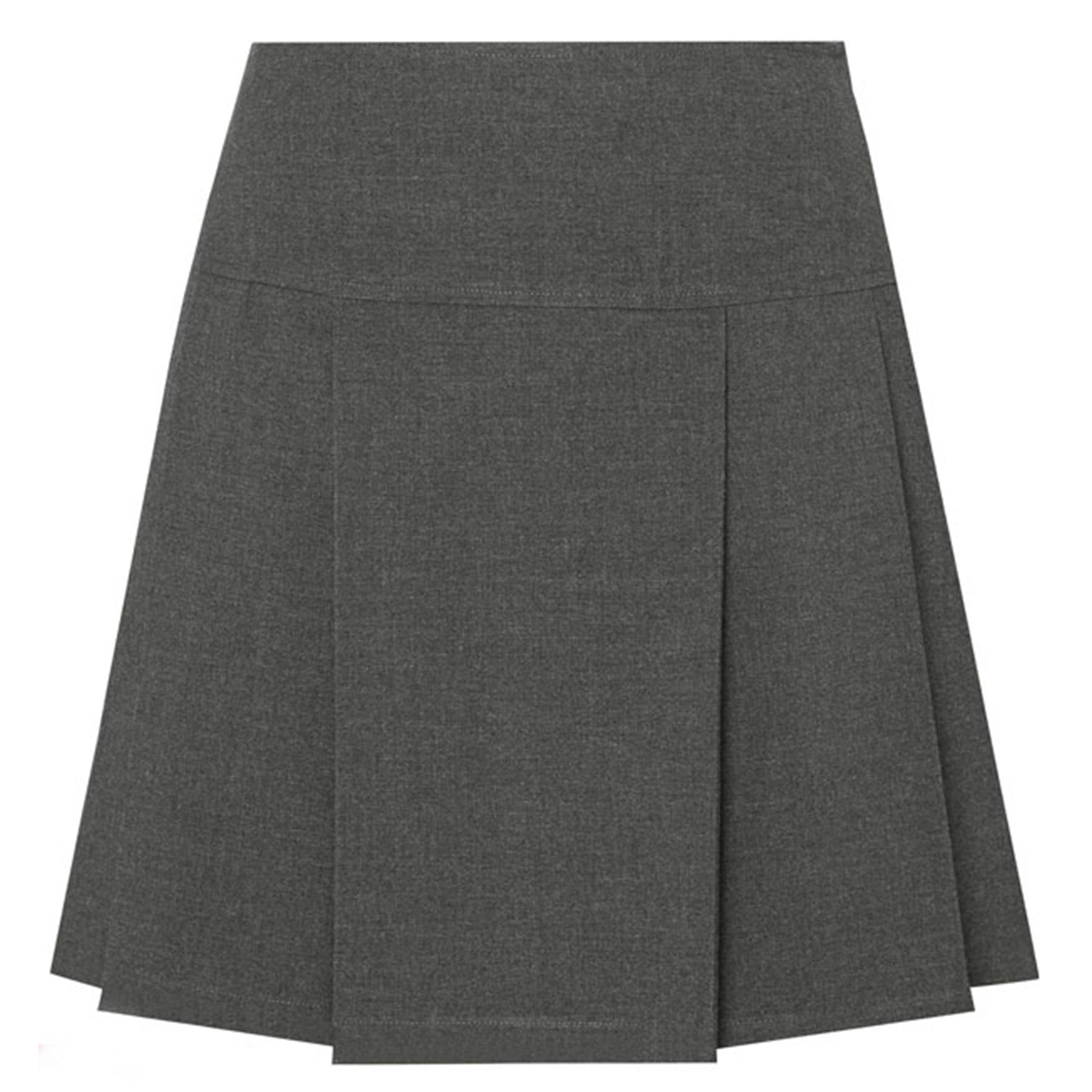 Drop Waist Skirt with Twin Pleat Front & Back: Grey