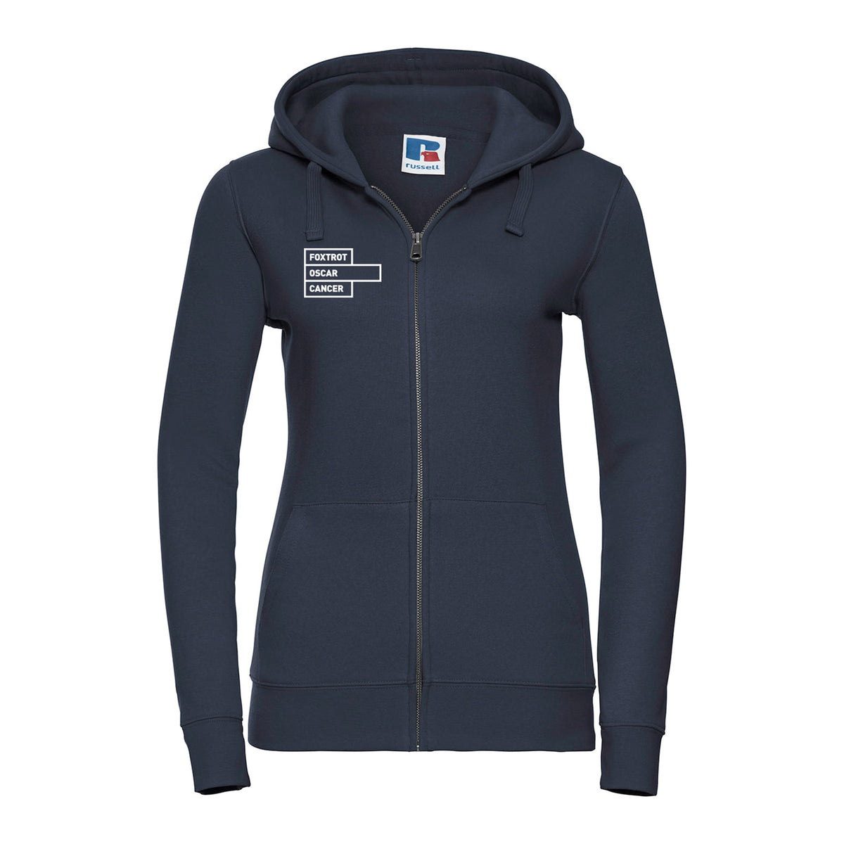 Foxtrot Oscar Womens Zipped Hoodie: Navy