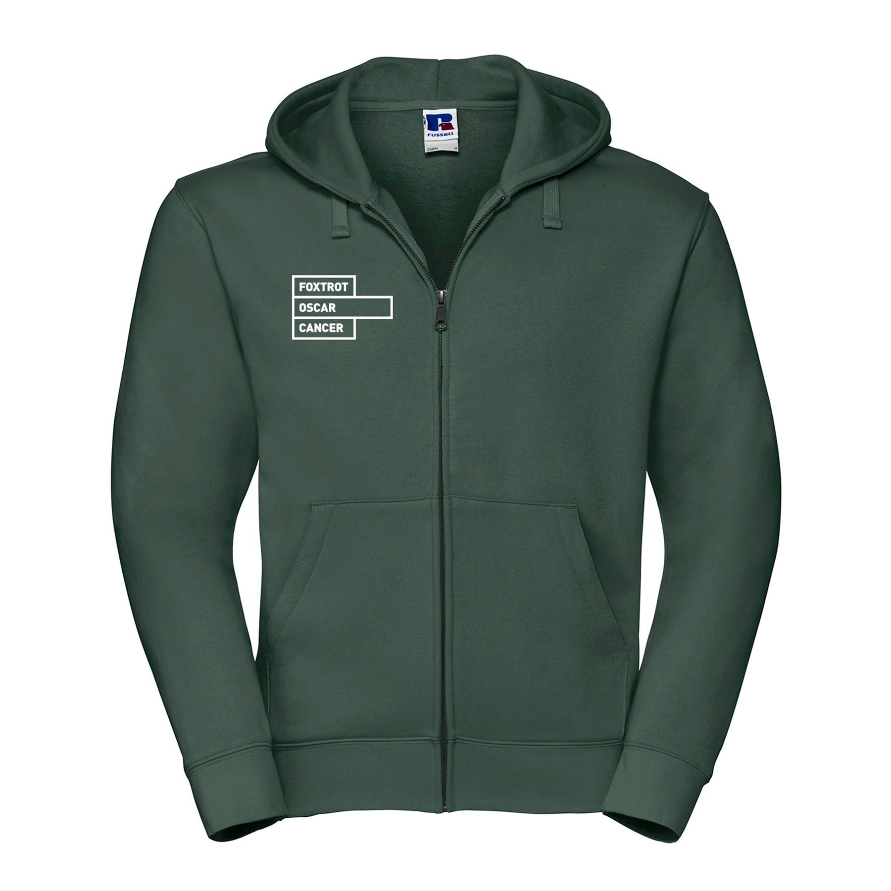 Foxtrot Oscar Zipped Hoodie: Bottle Green