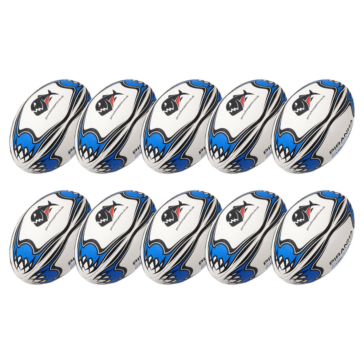 Piranha Warrior Rugby Ball Size 5 (Pack of 10)