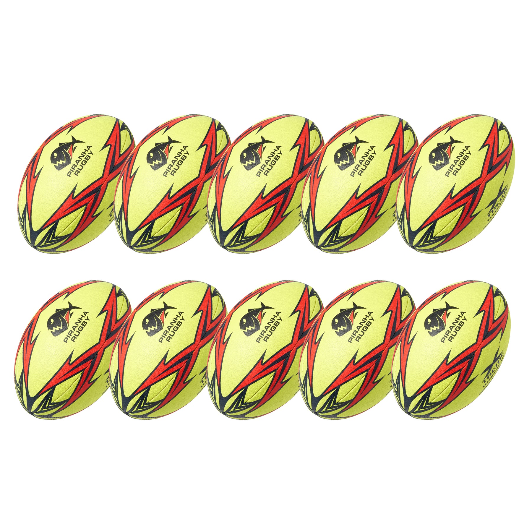 Piranha Warrior Xtreme Fluo Rugby Ball Size 4 (Pack of 10)